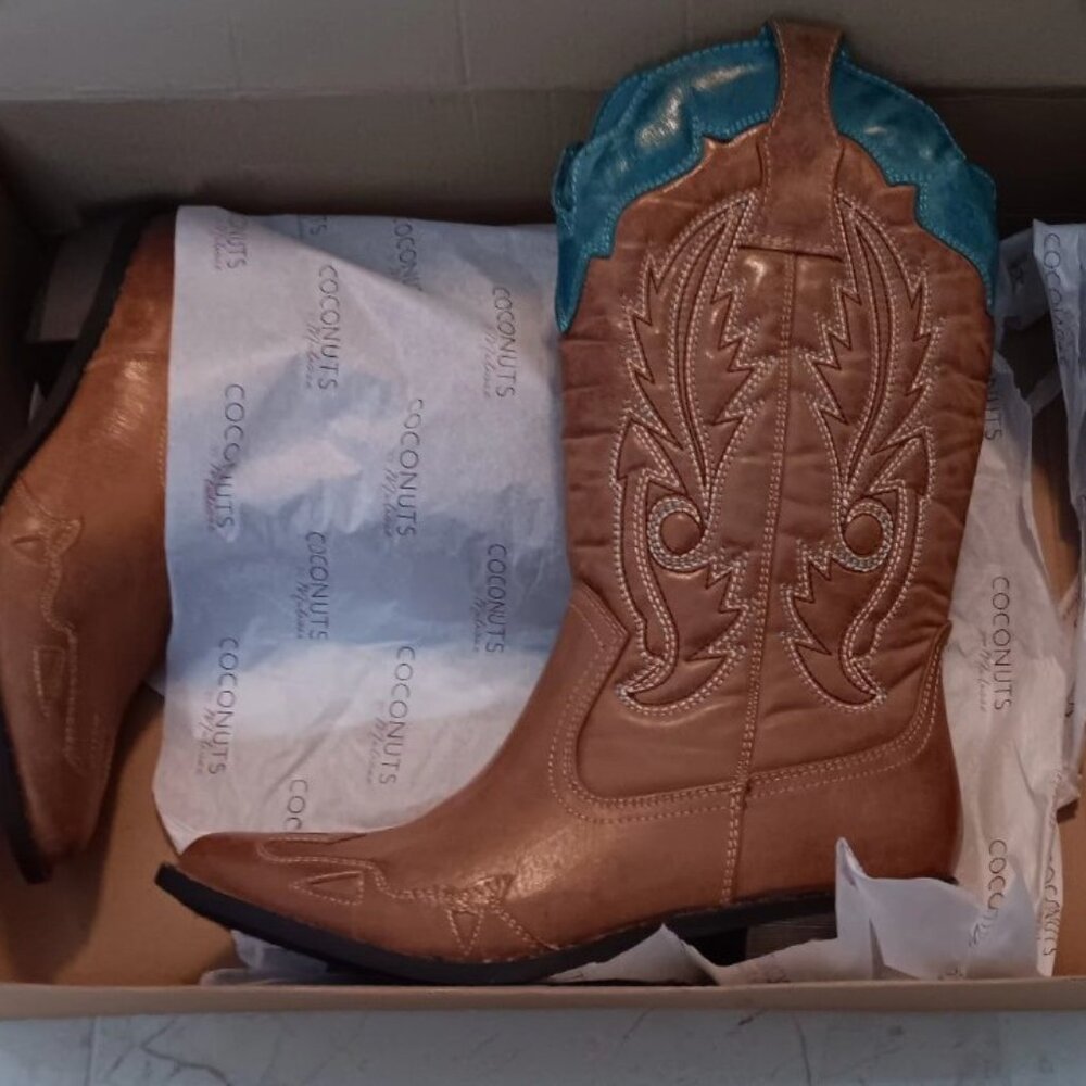 Western Teal Boots NEW IN BOX